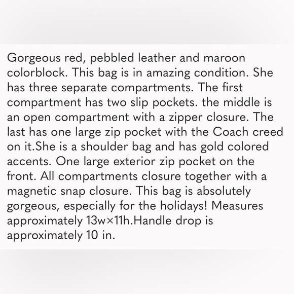 Coach Candy Apple Red Leather Bag - Picture 16 of 16